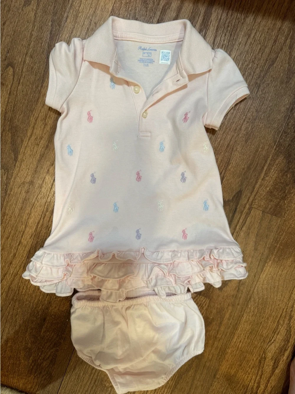 Ralph Lauren Light Pink Polo Ruffle Hem Pajama Dress & Bloomers